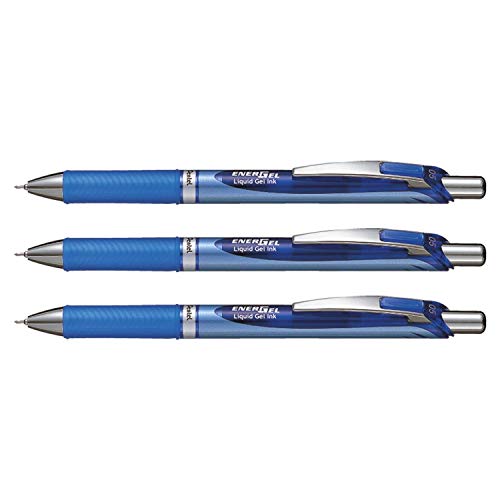 Stylos roller à encre gel liquide EnerGel BLN75 bleu pour gauchers évitant les taches sur le papier