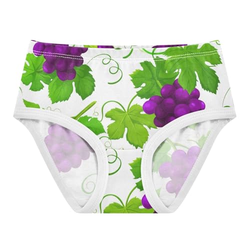 Durable Toddler Underwear Floral 2t Cotton Panties for Girl Clusters Purple Grapes Green Leaves Briefs Kids Undies