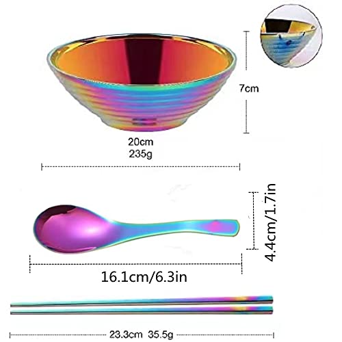 Buyer Star Rainbow Ramen Bowl Set Noodle Bowl Japanese Style Soup Bowls Set With Chopsticks, Ladle Spoons Set And Large Bowl For Noodles (Large, 8 Inch) #TOP6