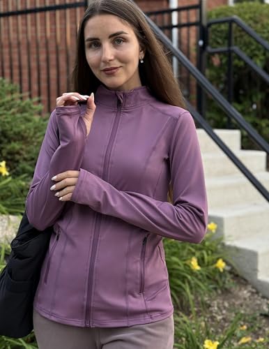 Image of PINSPARK Women's Athletic Jackets Slim Fit Workout Jacket Full Zip Up Running Gym Yoga Sports Tops with Pockets