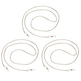 PATIKIL Eye Glasses Holders Around Neck, Rose Gold Hollow Chain Eyeglasses Strap Fashion Stylish Beaded Lanyard Glasses Chain for Women Sunglasses Old Lady Glass, 3 Pcs