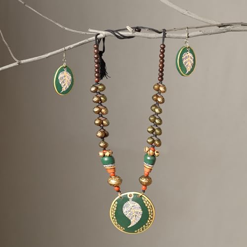 Image of AAKRITI ART CREATIONS Handcrafted Women's Jewelry Set - Elegant Ethnic Necklace and Earrings, Statement Fashion Accessories for Parties & Festivals
