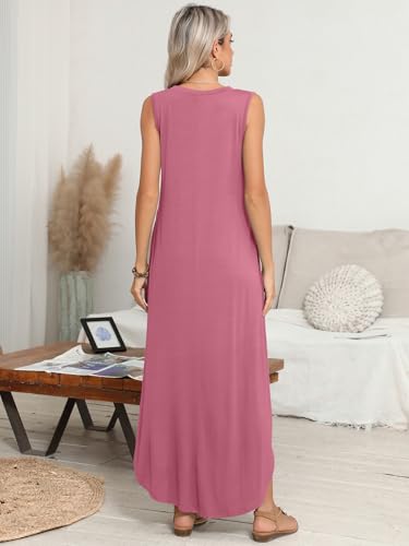 Image of BELAROI Womens Plus Size Maxi Dress Sundress Summer Casual Sleeveless V Neck Pockets Beach Swimsuit Coverup Loose