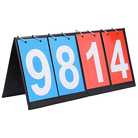 DEWIN Anzeigetafel,Scoreboard Tischtennis Zähltafel für Sportwettkämpfe für Tischtennis Basketball Badminton (4 Digit Rot Blau) Cover