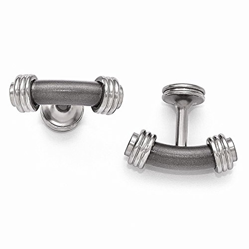 Mancuernillas Láser en Titanio y Acero para Hombre 6mm x 21mm miniatura 1
