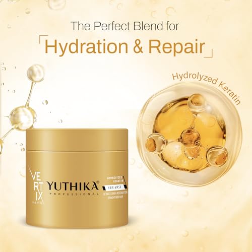 Image of Yuthika Professional Vertix Hydrolyzed Keratin Hair Mask for Women & Men (500ml), Deep Nourishment & Strengthen Dry & Damaged Hair