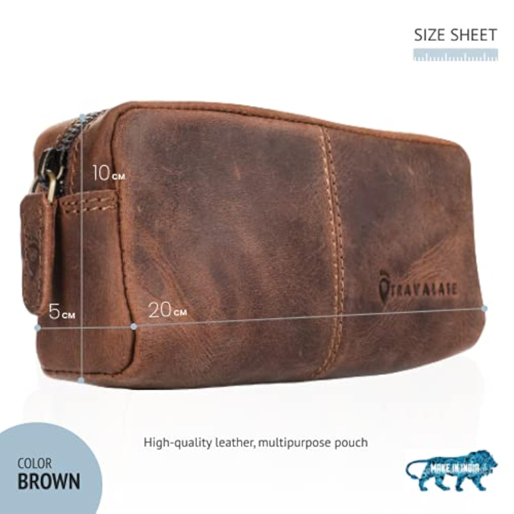 Leather Solid Cosmetic Pouch