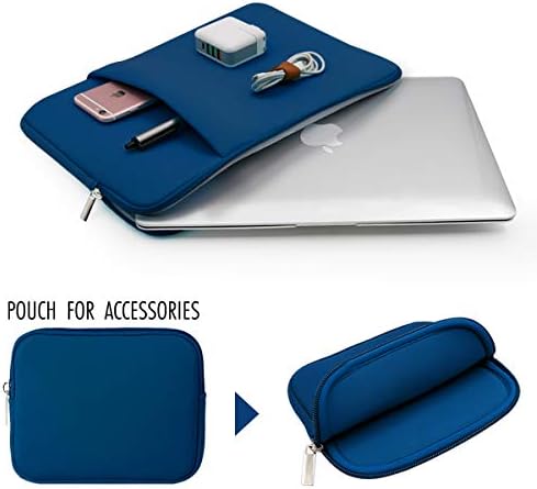 RAINYEAR Laptop Sleeve Case Compatible with 13.3 Inch Notebook Computer Chromebook 2021 2022 14" MacBook Pro M1 A2442 Cover Soft Bag with Front Pocket & Accessories Pouch(Navy Blue,Upgraded Version)