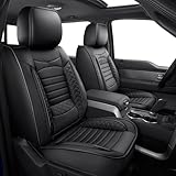 JIAMAOXIN Seat Covers for Ford F150 2009-2025 2026 - F250/F350/F450 2017-2025 2026: 5 Seat Full Set Faux Leather Truck Seat Covers Car Cushion (Black)