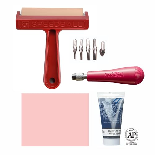 Kit d'impression par bloc Speedball avec gouges affûtées et bloc souple à graver