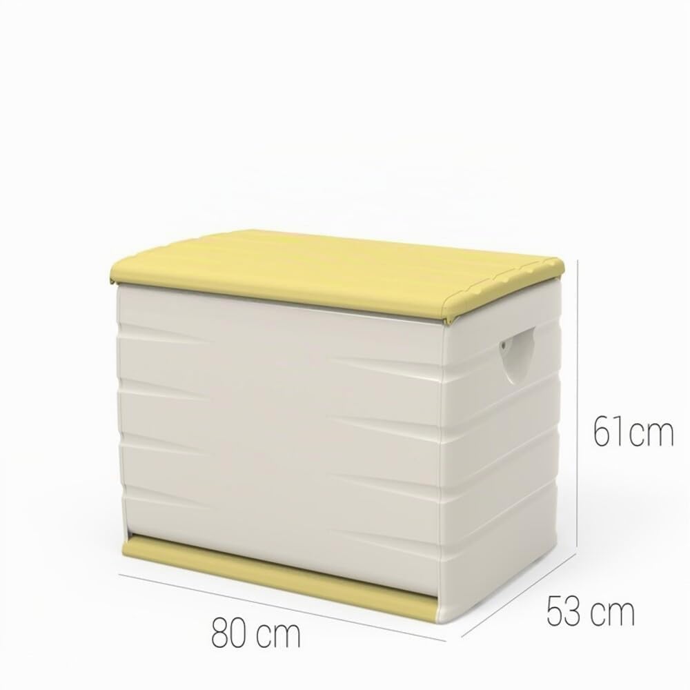 Recamania Baúl de Almacenamiento Multiusos 260 litros | Baúl para Exterior e Interior - 80 cm | Amarillo