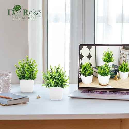 Der Rose 4 Pack Fake Plants Small Artificial Mini Faux Plants Indoor for Room Home Office Shelf Decor