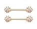 14GA Clear CZ Flower Cluster Nipple Barbells - Available in Multiple Colors - Sold as a Pair (Gold Tone)