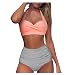 Bikini Sexy Hot Transparent Taille Maillot de Bain rétro Deux Vintage Ensemble pièce froncé Femmes Licou Bikini imprimé Haut Maillots de Bain Haut De Bikini Fines Brides Rouge