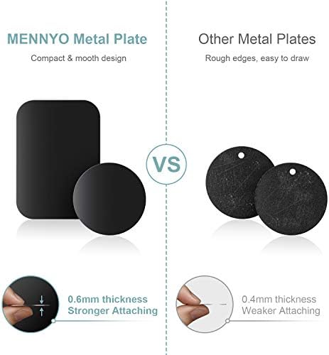 MENNYO Metal Plate 12 Pack for Magnetic Phone Car Holder Mount Cradle Stand, Universal Replacement Thin Metal Plate with Adhesive for Phone Magnet - 6 Round and 6 Rectangle