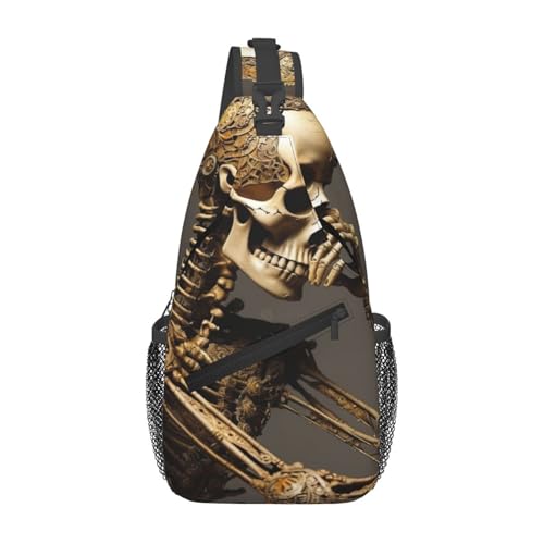 Interesting Skeleton Stylish Men'S Messenger Bag - Durable Polyester, Huge Capacity & Adjustable Strap