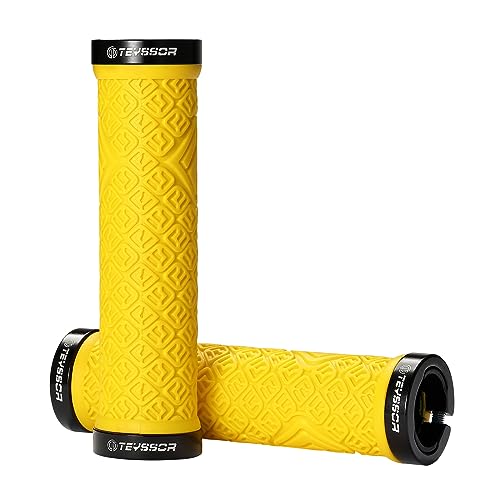 Teyssor Bike Grips, Mountain Bike Handlebar Grips with Aluminum Double Lock for MTB BMX Bicycle