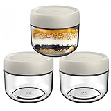 Bocal en verre épais de qualité supérieure : nos petits bocaux en verre avec couvercles sont soigneusement conçus avec des dimensions appropriées, 8,5 cm de diamètre, environ 7,7 cm de hauteur et environ Capacité de 280 ml, ce qui peut stocker vos avoines préférées pendant la nuit.