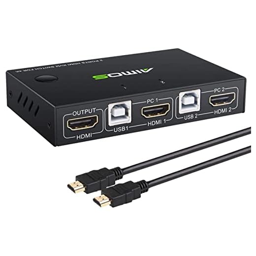 KVM Switch HDMI 2 Port Box, Share 2 Computers with one Keyboard Mouse and one HD Monitor, Support Wireless Keyboard and Mouse Connections, HUD 4K (3840x2160) Supported