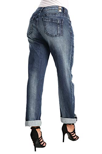 Poetic Justice Women's Curvy Fit Boyfriend Roll Up Jeans3