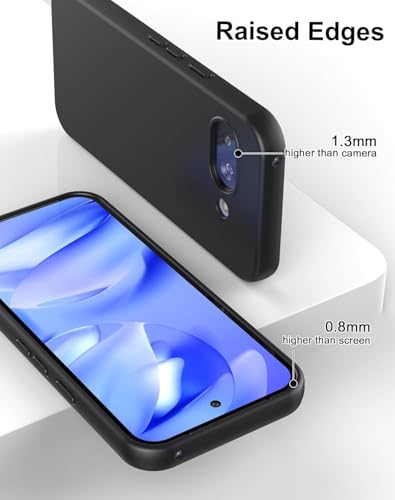 Image of MOBILOVE Back Cover Case for Google Pixel 9a | Pure Liquid Soft Matte Silicone Case with Logo and Comes with Camera and Screen Protection Back Cover for Google Pixel 9a (Black)