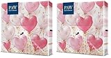 PAW - Servilletas Papel 3 Capas (33 x 33 cm) I 20 Unidades I Perfecto para Cumpleaños, Fiestas, Bodas, Comuniones y Celebraciones I Servilletas de Papel de Colores I Globos de Corazón Rosa