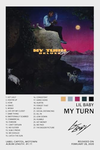 Lil Baby Poster My Turn Album Cover Poster for Room Aesthetic Canvas Wall Art Bedroom Docor 12x18inch(30x45cm)