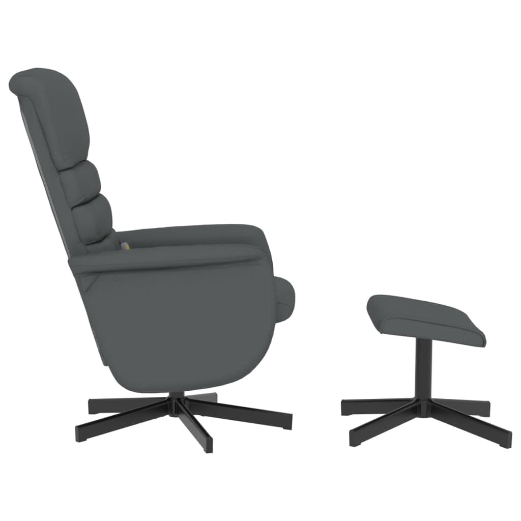 vidaXL Massagesessel, Sessel Verstellbare Rückenlehne, Drehbar Fernsehsessel Relaxsessel mit Fußhocker, Liegesessel Polstersessel Ruhesessel, Grau Kunstleder