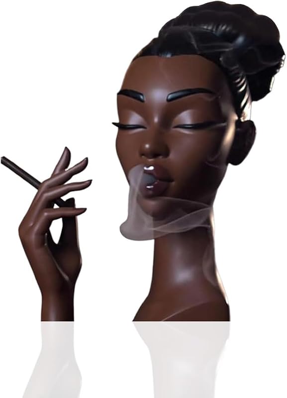 Incense Holder,Black Woman Smoking Head Incense Burner, Sophisticated and Elegant Headscents-Head Incense Burner,Desk Decor Suitable for Bedroom and Living Room (Eyes Closed)