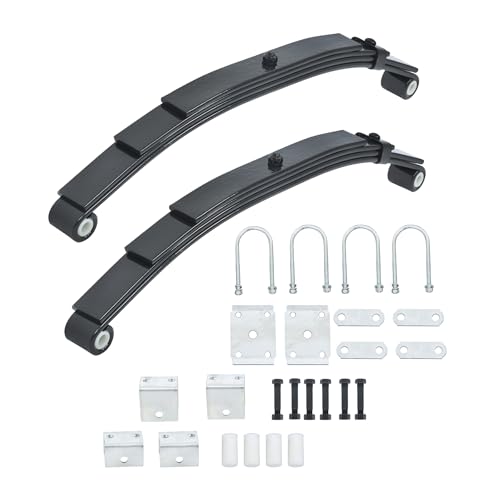 Thomletha 5000lbs Single Trailer Axle Suspension Kit - 4 Leaves 2500lbs Trailer Double Eye Spring U-bolt kit Hangers Kit Shackle Straps Kit