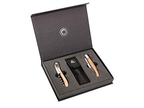 Baladeo Messer Geschenkset LAGUIOLE DUO - Stahl AISI 420 - Laguiole Messer - Kellnermesser - Eschenholz - Etui - Box Cover