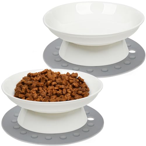 Katzennapf,2 Stück Futternapf Katze Aus Keramik Erhöhter Zervixschutz-Katzennapf Futternapf Katze Erhöht Fressnäpfe Katzen Für Katzen Mit Wasser, Trockenfutter, Nassfutter