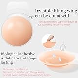 Silicone Sticky Bra Pasties - 2Pairs Pasties Nipple Covers with Lift, Invisible Strapless Self Adhesive Bras Sticky Boobtapes Push Up Reusable Stick on Bra for Women Backless Dress Beige - Image 4