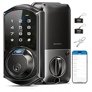 Veise VE07 Fingerprint Smart Lock for Front Door, 7-in-1 Keyless Entry Deadbolt with App Control, Electronic Digital Locks with Touchscreen Keypad, Auto Lock, Easy Install, Waterproof, Matte Black