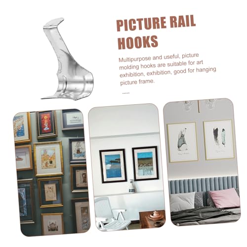 Image of 50pcs Heavy Duty Picture Molding Hooks Frame Hanging Hardware Easy Install for Art Exhibition
