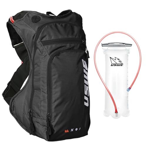 USWE Outlander Moto Hydration Pack, Running, Hiking Hydration Backpack with Water Bladder, Hydropack for Men and Women, Backpack Gear and Equipment for Cycling, MTB (Black, 9L)