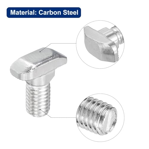 QUARKZMAN 40 Stück Hammerkopfschrauben T-Nutenbolzen, M8 x 16mm T-Schraube Einsteckbolzen für 4040er Serie T-Nuten Aluminiumprofil, Kohlenstoffstahl vernickelt, Silber