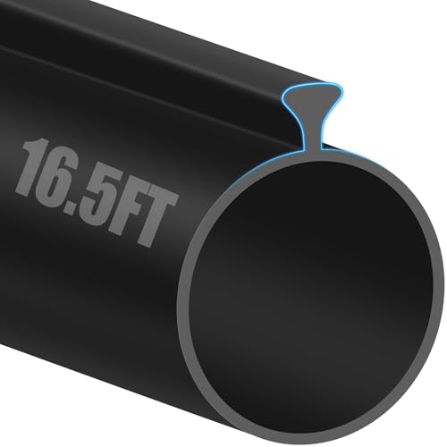 16.5FT Garage Door Seals Bottom Rubber 0.2 Triangle Weather Stripping Seals for Single Track Weatherproofing Threshold Replacement Strip Fits 16.5FT Wide or Smaller Doors Black