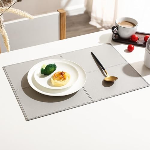 Set de table gris clair rectangulaire 30 x 45 cm uni tressé de cuisine - 4