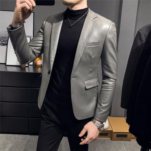 Chaqueta de cuero para hombre estilo clásico casual miniatura 6