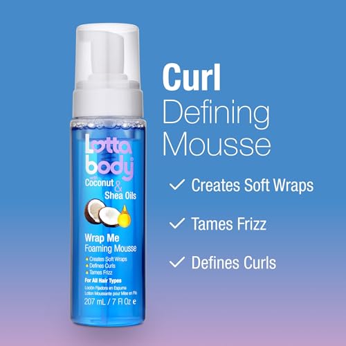 Image of Lottabody Wrap Me Foaming Mousse with Coconut & Shea Oils, Lightweight Moisture-Rich Curl-Defining & Frizz-Control Styling Mousse for Natural Curly, Coily & Relaxed Hair, 7 oz, (Pack of 2)