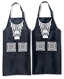Set of 2 - Hmong Inspired Aprons: Double Pockets, Adjustable Neck Strap, Extra-Long Waist Strap, Unisex Design - Great Gift for Men and Women