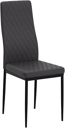 Miniatura 4 de JT Silla de comedor minimalista moderna de cuero ignífugo con diseño de rejilla de diamante, para restaurante, hogar, conferencias, juego de 4 o 6