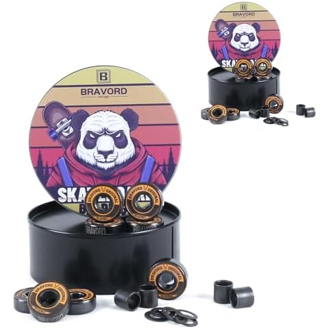 BRAVORD PD Skateoard Bearings, Premium and Highly-Precise Bearings for Skateboards, Cruisers, Longboards (Pack of 8)… (2) Cover