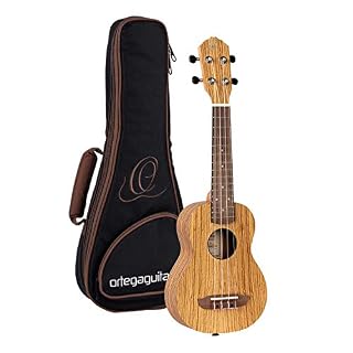 Ortega RFU10Z Friends Série Ukulélé soprano avec housse/Cordes Aquila Bois Zebrawood/Satin - Les Beatles, Paul McCartney, John Lennon, RIngo Starr, George Harrison
