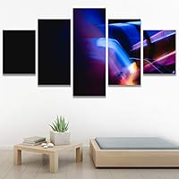 SIGNWIN 5 Panel Canvas Wall Art Abstract Brushstroke Closeup Digital Art Modern Artwork for Home Decorations Ready to Hang - 60