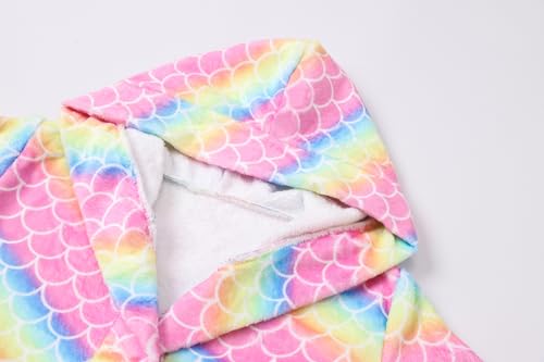 Image of Umeyda Girls Fleece Hooded Robes, Warm Printed Bath Robe for Kids Soft Fuzzy Bathrobe for Gifts