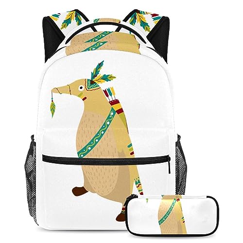 Sac à dos à motif géométrique cartable fille garçon ado avec trousse