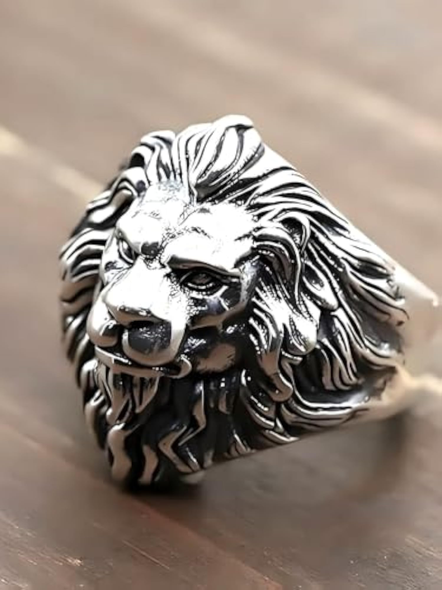Men's Adjustable Silver Statement Ring, Gothic Style