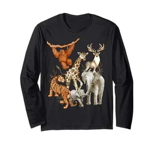 Men Women and Kids Wildlife Zoo Day Party beautiful Animals Long Sleeve T-Shirt
